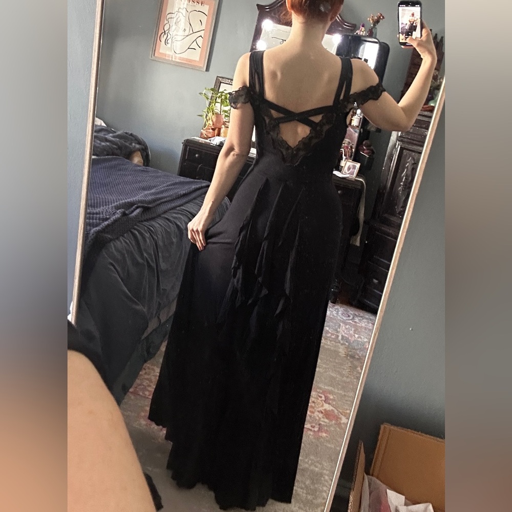 Free People elegant lace Maxi dress with bustle